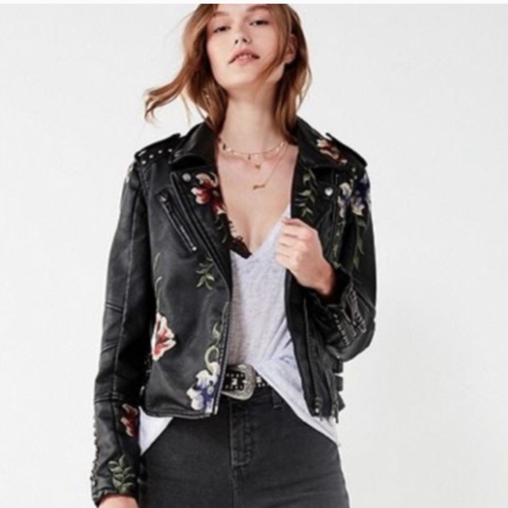 Blank nyc floral leather jacket